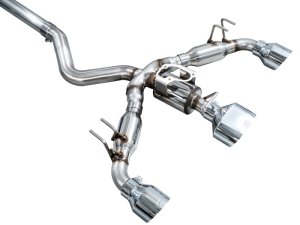 Toyota GR Corolla Performance Exhaust - AWE Tuning - Cat Back Track Edition - Chrome Silver - `23-`24